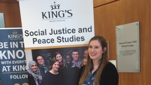 Fourth year King's student presenting at Notre Dame Student Peace Conference