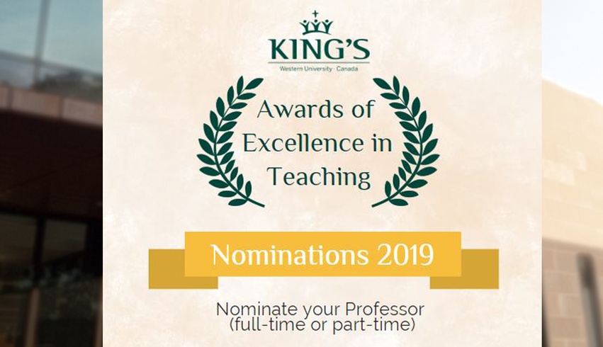Nominations for Awards for Excellence in Teaching now open