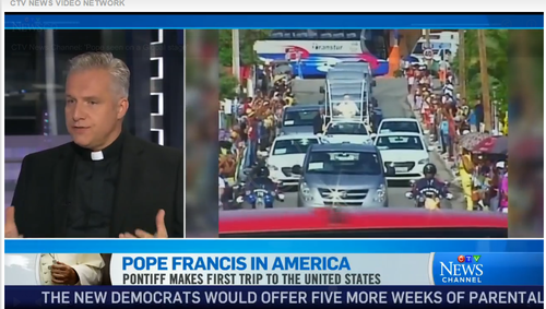 King's Chaplain, Rev. Michael Bechard, on CTV News regarding the Pope's American tour.