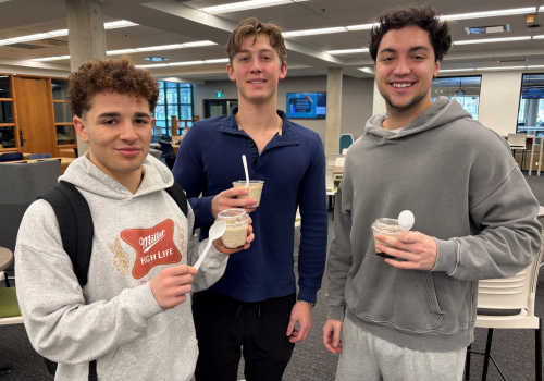 Giving Tuesday - Students with breakfast options